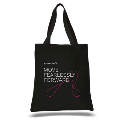 BLACK Canvas Cotton Tote Bag MOVE FEARLESSLY FORWARD