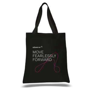 BLACK Canvas Cotton Tote Bag MOVE FEARLESSLY FORWARD